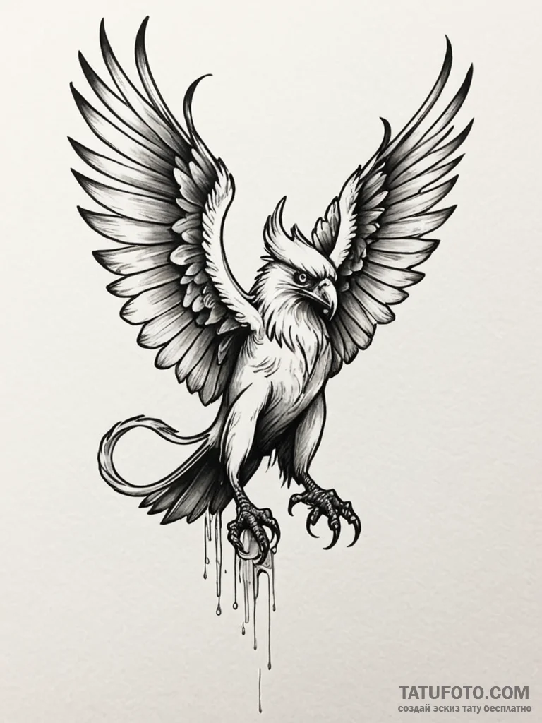 A beautiful, deadly harpy, with sharp talons… — эскиз тату (№1752166654_0, 10.07.2025 16:57) — Tatufoto.com
