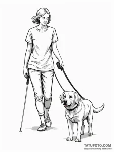 A beautiful, serene image of a guide dog, fai... - эскиз тату (№1752167079_0, 10.07.2025 17:04) — Tatufoto.com