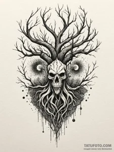 Ivory key bound in roots, concept art for tat... - эскиз тату (№1752168191_0, 10.07.2025 17:23) — Tatufoto.com