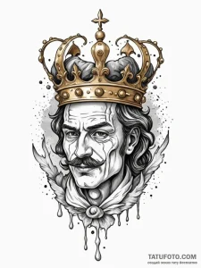 Corrupted crown bleeding gold, ink illustrati... - эскиз тату (№1752168277_0, 10.07.2025 17:24) — Tatufoto.com