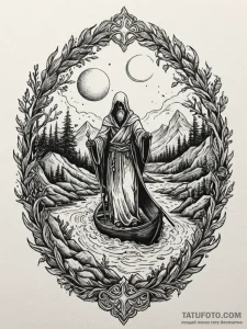 Charon on the river styx, ink illustration fo... - эскиз тату (№1752168360_0, 10.07.2025 17:26) — Tatufoto.com