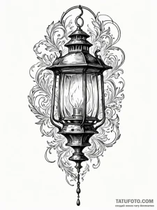 Plague lantern flickering in void, artistic t... - эскиз тату (№1752168444_0, 10.07.2025 17:27) — Tatufoto.com