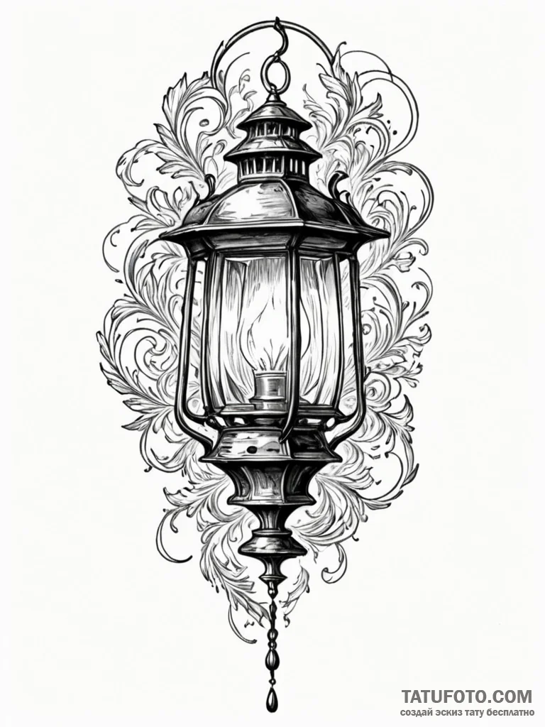 Plague lantern flickering in void, artistic t… — эскиз тату (№1752168444_0, 10.07.2025 17:27) — Tatufoto.com