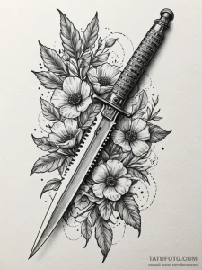 Trench knife from wwi, with "lest we forget"... - эскиз тату (№1752168527_0, 10.07.2025 17:28) — Tatufoto.com