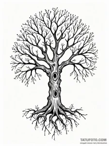 Abyssal tree with writhing branches, ink illu... - эскиз тату (№1752168780_0, 10.07.2025 17:33) — Tatufoto.com