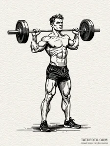 A strong barbell with weights, fitness theme,... - эскиз тату (№1752169117_0, 10.07.2025 17:38) — Tatufoto.com