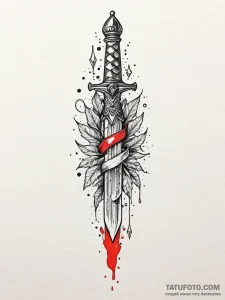 Ancient dagger frozen in time, tattoo drawing... - эскиз тату (№1752170449_0, 10.07.2025 18:00) — Tatufoto.com