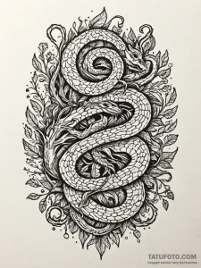 Serpent roots devouring ancient seal, tattoo... - эскиз тату (№1752170869_0, 10.07.2025 18:07) — Tatufoto.com