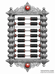 Abacus, tattoo line art, black and red ink, r... - эскиз тату (№1752170953_0, 10.07.2025 18:09) — Tatufoto.com