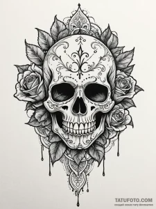Grim mask leaking shadows, artistic tattoo sk... - эскиз тату (№1752171207_0, 10.07.2025 18:13) — Tatufoto.com