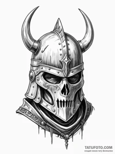Ancient helm fused with bone, concept art for... - эскиз тату (№1752171376_0, 10.07.2025 18:16) — Tatufoto.com