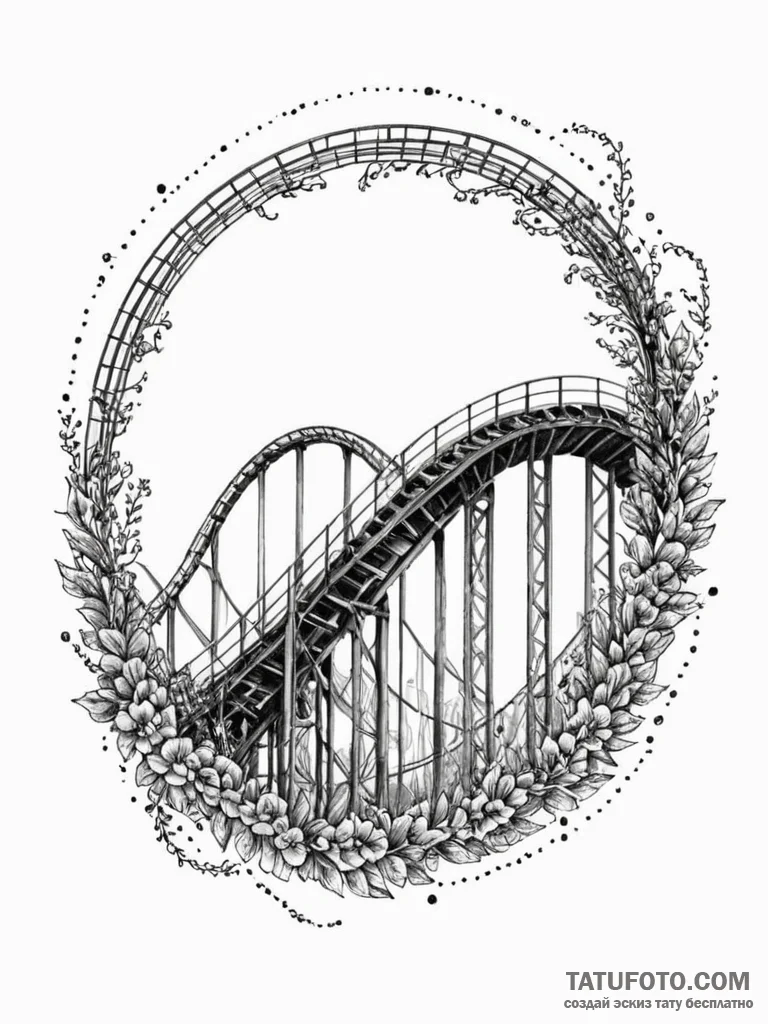 Rollercoaster, artistic tattoo sketch, dynami… — эскиз тату (№1752172049_0, 10.07.2025 18:27) — Tatufoto.com
