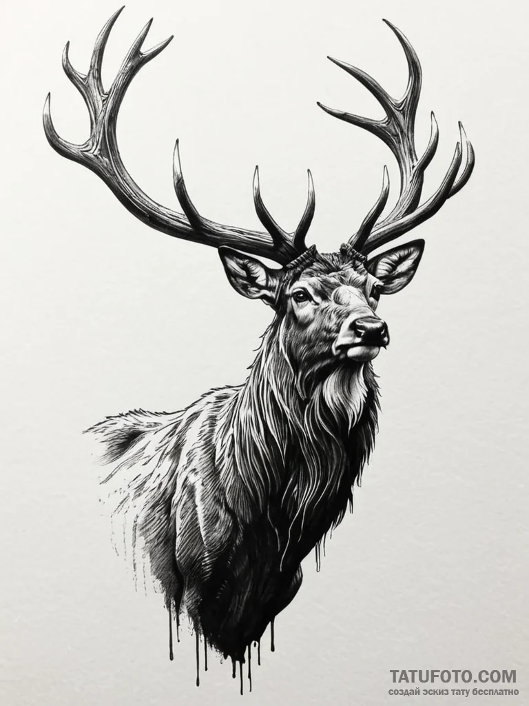 Abyssal stag standing in shadows, concept art… — эскиз тату (№1752172133_0, 10.07.2025 18:28) — Tatufoto.com