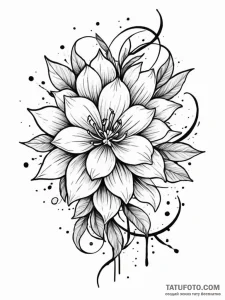 Jasmine, ink illustration for tattoo, clean l... - эскиз тату (№1752172386_0, 10.07.2025 18:33) — Tatufoto.com