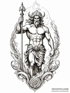 Poseidon, ink illustration for tattoo, rough... - эскиз тату (№1752172470_0, 10.07.2025 18:34) — Tatufoto.com