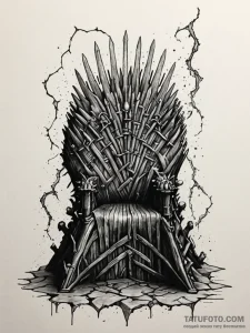 Iron throne beneath fractured sky, tattoo ske... - эскиз тату (№1752172639_0, 10.07.2025 18:37) — Tatufoto.com