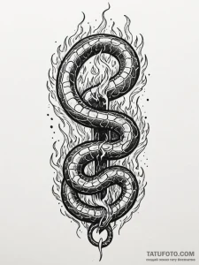 Haunted serpent devouring celestial flame, in... - эскиз тату (№1752172809_0, 10.07.2025 18:40) — Tatufoto.com