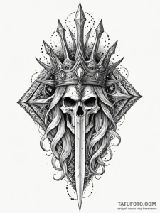 Ghost dagger crowned in starlight, artistic t... - эскиз тату (№1752172976_0, 10.07.2025 18:42) — Tatufoto.com