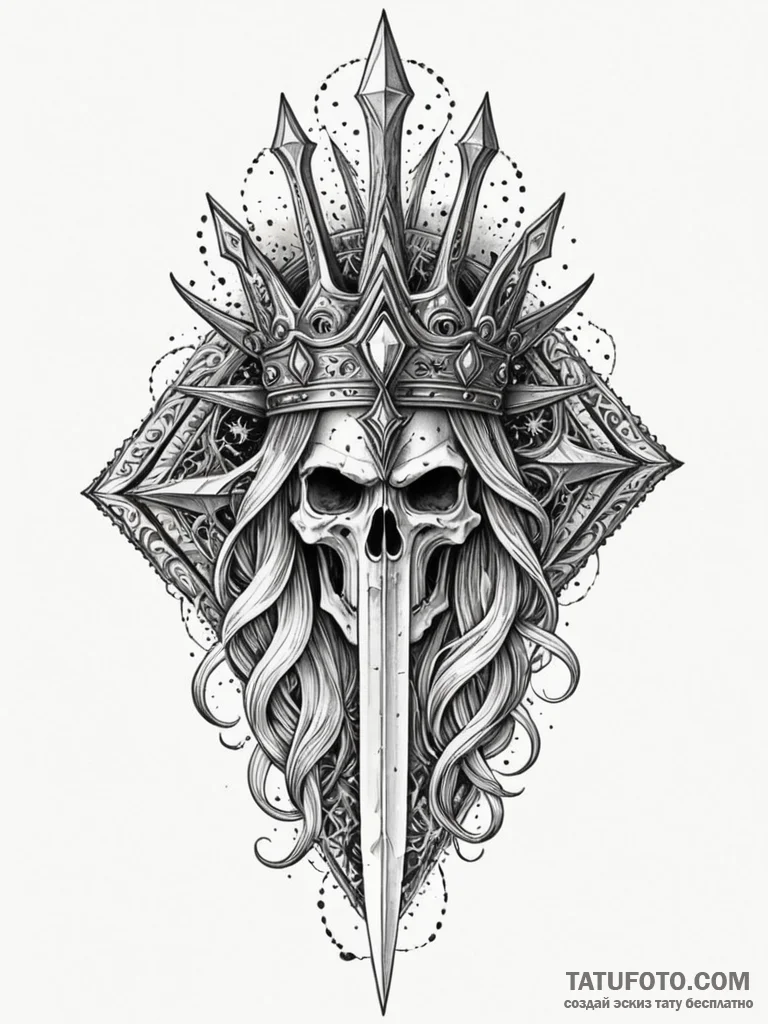 Ghost dagger crowned in starlight, artistic t… — эскиз тату (№1752172976_0, 10.07.2025 18:42) — Tatufoto.com
