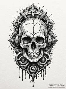 Grimoire with a lock shaped like a skull, tat... - эскиз тату (№1752173312_0, 10.07.2025 18:48) — Tatufoto.com