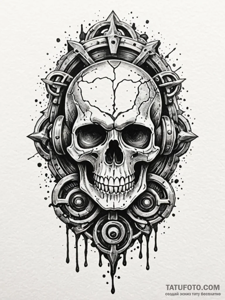 Grimoire with a lock shaped like a skull, tat... - эскиз тату (№1752173312_0, 10.07.2025 18:48) — Tatufoto.com