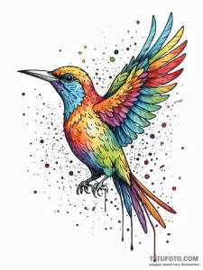 A whimsical bird with a message, carrier,, co... - эскиз тату (№1752173570_0, 10.07.2025 18:52) — Tatufoto.com