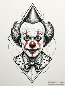 Clown, concept art for tattoo, clean lines, c... - эскиз тату (№1752173739_0, 10.07.2025 18:55) — Tatufoto.com