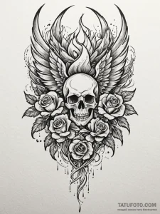 Phoenix feather burning in void, tattoo drawi... - эскиз тату (№1752173823_0, 10.07.2025 18:57) — Tatufoto.com