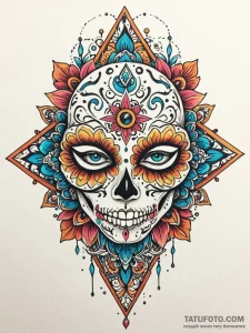 Kaleidoscope eye within bone mask, tattoo lin... - эскиз тату (№1752173907_0, 10.07.2025 18:58) — Tatufoto.com