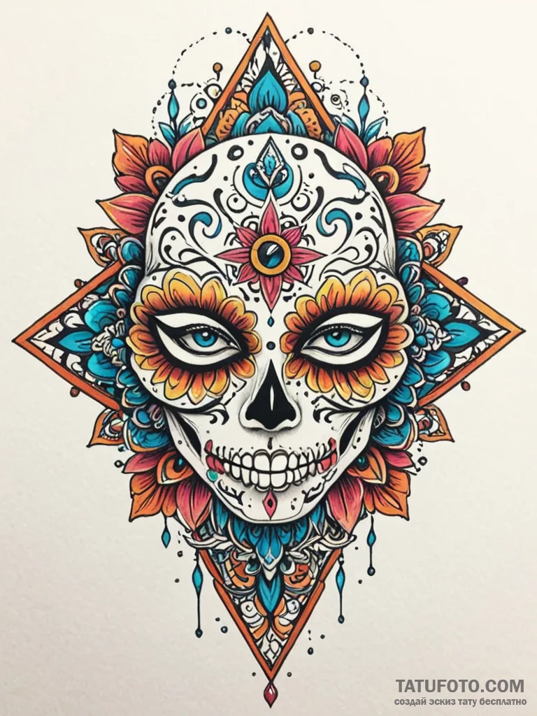 Kaleidoscope eye within bone mask, tattoo lin… — эскиз тату (№1752173907_0, 10.07.2025 18:58) — Tatufoto.com