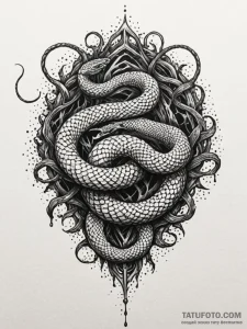 Clawed serpent tearing through veil, ink illu... - эскиз тату (№1752174330_0, 10.07.2025 19:05) — Tatufoto.com