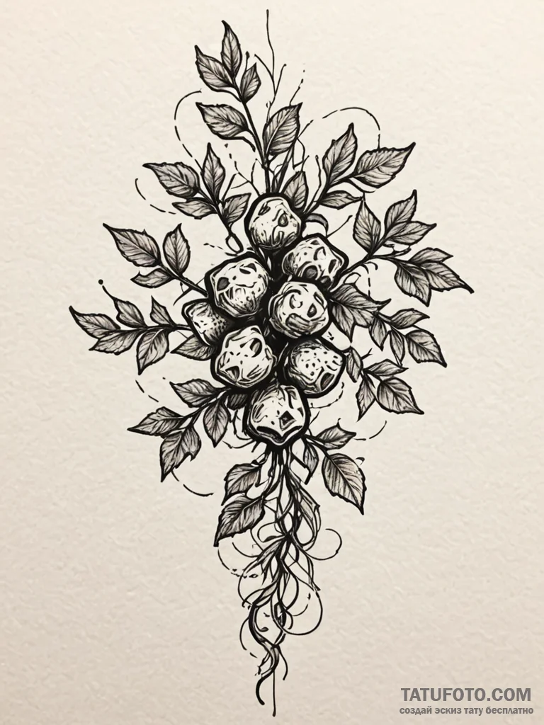 Barbed vines cracking stone, artistic tattoo… — эскиз тату (№1752174668_0, 10.07.2025 19:11) — Tatufoto.com