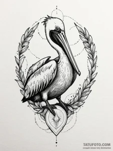 Pelican, symbolizing sacrifice and generosity... - эскиз тату (№1752175088_0, 10.07.2025 19:18) — Tatufoto.com