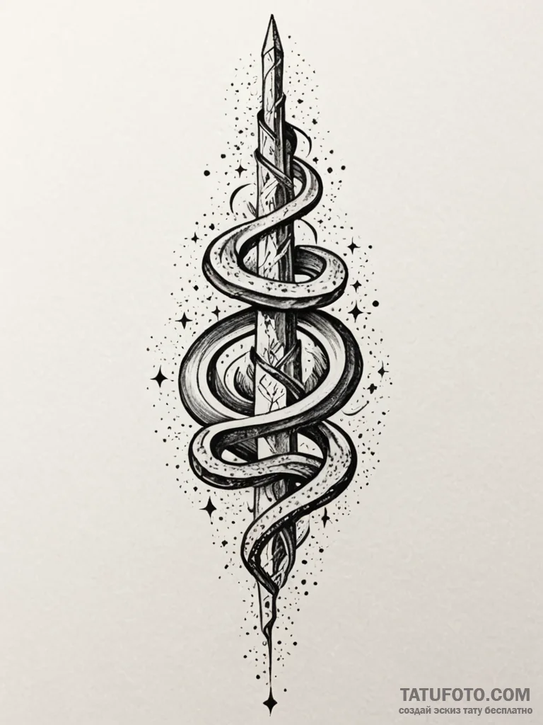 Glacial serpent beneath celestial spire, tatt… — эскиз тату (№1752175679_0, 10.07.2025 19:27) — Tatufoto.com