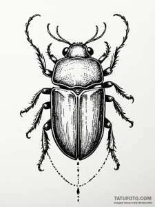 Beetle, concept art for tattoo, black outline... - эскиз тату (№1752176016_0, 10.07.2025 19:33) — Tatufoto.com