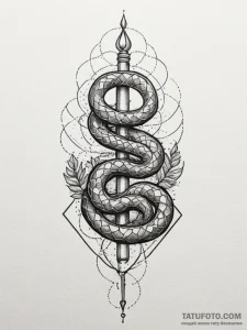 Hollow serpent crowned in bone, tattoo line a... - эскиз тату (№1752176101_0, 10.07.2025 19:35) — Tatufoto.com