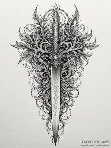 Dagger emerging from spectral tree, artistic... - эскиз тату (№1752176271_0, 10.07.2025 19:37) — Tatufoto.com