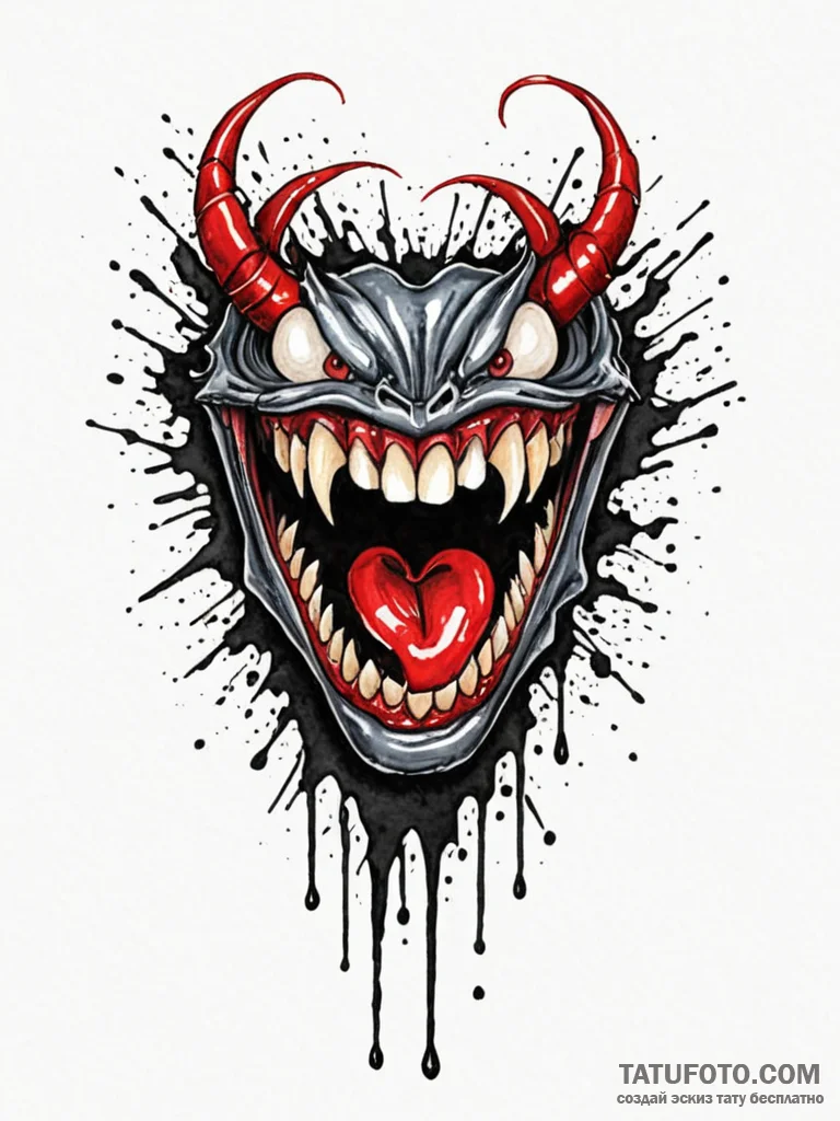 Broken fangs dripping venom, artistic tattoo… — эскиз тату (№1752176523_0, 10.07.2025 19:42) — Tatufoto.com