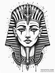 Pharaoh's death mask with empty, dark eyes, a... - эскиз тату (№1752177529_0, 10.07.2025 19:58) — Tatufoto.com