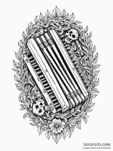 Xylophone bones echoing in void, ink illustra... - эскиз тату (№1752177612_0, 10.07.2025 20:00) — Tatufoto.com