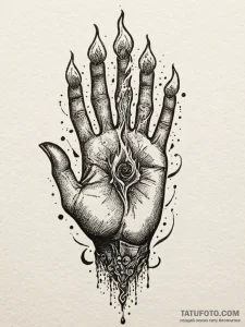 Druid hand grasping spectral flame, tattoo li... - эскиз тату (№1752177696_0, 10.07.2025 20:01) — Tatufoto.com