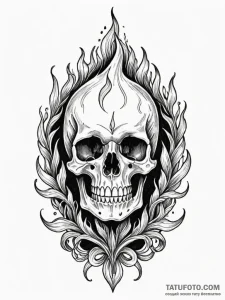 Bone relic resting in flame, concept art for... - эскиз тату (№1752178116_0, 10.07.2025 20:08) — Tatufoto.com
