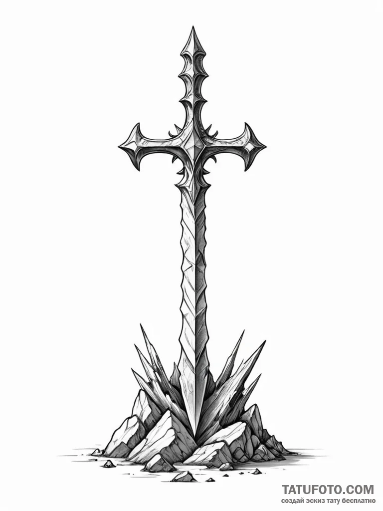 Excalibur in the stone - эскиз тату (№1752178618_0, 10.07.2025 20:16) — Tatufoto.com