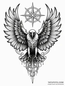 Abyssal raven with bone wings, tattoo drawing... - эскиз тату (№1752178786_0, 10.07.2025 20:19) — Tatufoto.com