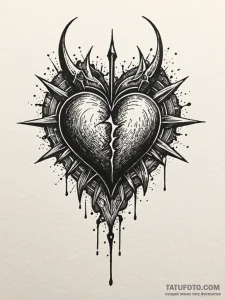 Black heart pierced by twin daggers, ink illu... - эскиз тату (№1752179791_0, 10.07.2025 20:36) — Tatufoto.com