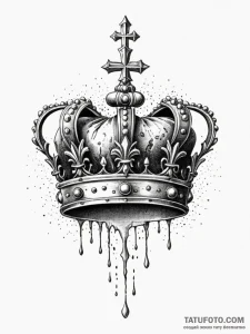 Royal crown cracked in battle, artistic tatto... - эскиз тату (№1752179876_0, 10.07.2025 20:37) — Tatufoto.com