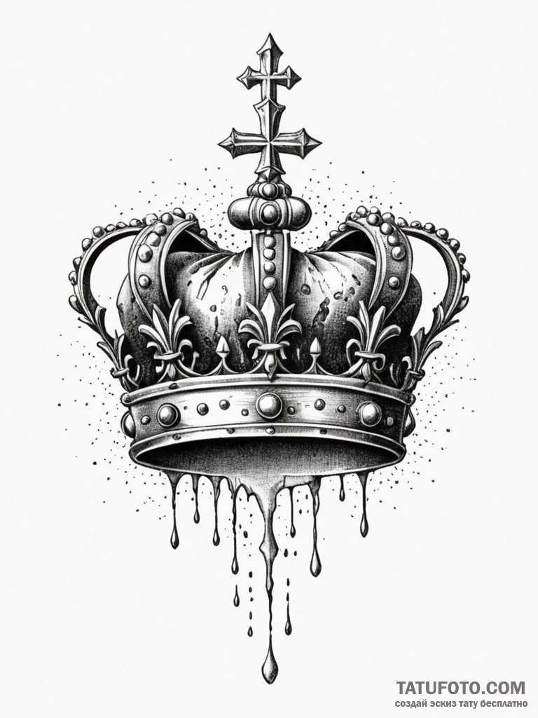 Royal crown cracked in battle, artistic tatto... - эскиз тату (№1752179876_0, 10.07.2025 20:37) — Tatufoto.com