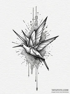 Paper crane drifting through mist, tattoo dra... - эскиз тату (№1752181054_0, 10.07.2025 20:57) — Tatufoto.com