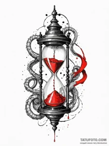 Ethereal serpent through shattered hourglass,... - эскиз тату (№1752181138_0, 10.07.2025 20:58) — Tatufoto.com