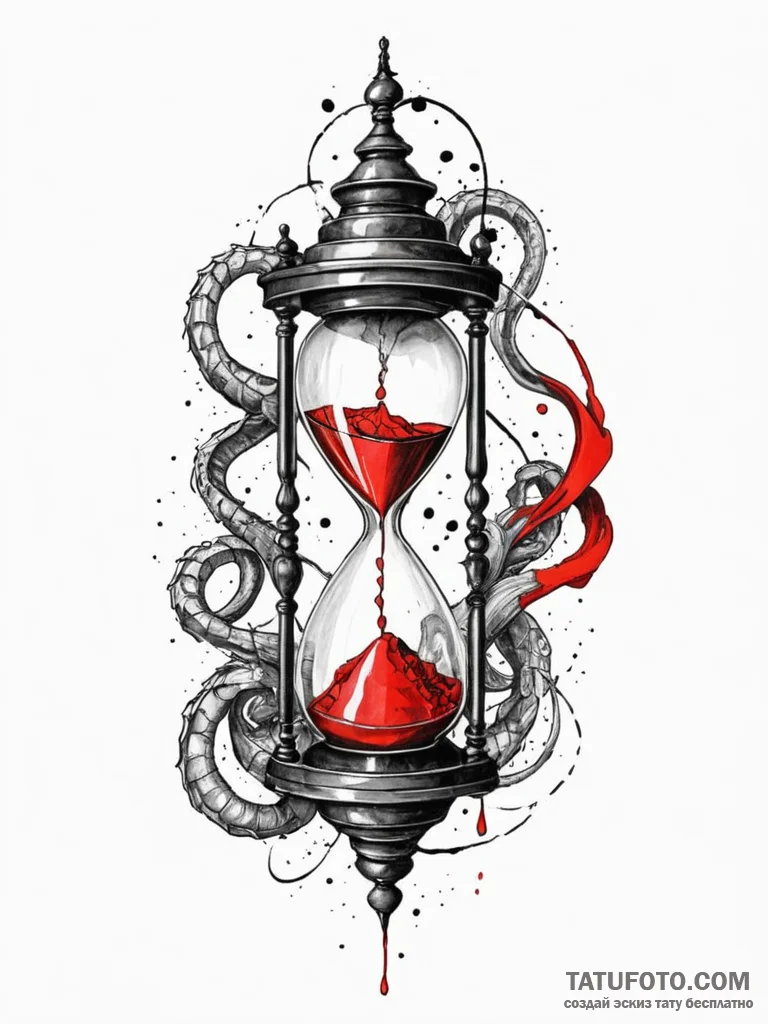 Ethereal serpent through shattered hourglass,… — эскиз тату (№1752181138_0, 10.07.2025 20:58) — Tatufoto.com